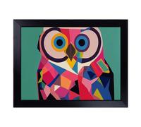 Cushioned Lap Tray with Bean Bag Base for Laptop & Eating - Abstract Owl In Colour Design | Padded Lap Desk for Sofa, Bed & Work | Portable TV Dinner & Breakfast Tray, Easy Clean Surface