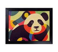 Cushioned Lap Tray with Bean Bag Base for Laptop & Eating - Abstract Panda Vol.1 Design | Padded Lap Desk for Sofa, Bed & Work | Portable TV Dinner & Breakfast Tray, Easy Clean Surface