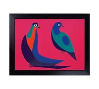 Cushioned Lap Tray with Bean Bag Base for Laptop & Eating - Abstract Pigeon Birds Vol.1 Design | Padded Lap Desk for Sofa, Bed & Work | Portable TV Dinner & Breakfast Tray, Easy Clean Surface