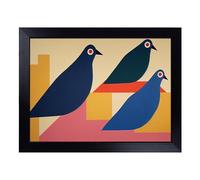 Cushioned Lap Tray with Bean Bag Base for Laptop & Eating - Abstract Pigeon Birds Vol.2 Design | Padded Lap Desk for Sofa, Bed & Work | Portable TV Dinner & Breakfast Tray, Easy Clean Surface