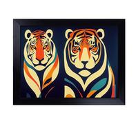 Cushioned Lap Tray with Bean Bag Base for Laptop & Eating - Abstract Tigers Design | Padded Lap Desk for Sofa, Bed & Work | Portable TV Dinner & Breakfast Tray, Easy Clean Surface