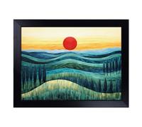 Cushioned Lap Tray with Bean Bag Base for Laptop & Eating - An Art Deco Sunset Vol.1 Design | Padded Lap Desk for Sofa, Bed & Work | Portable TV Dinner & Breakfast Tray, Easy Clean Surface
