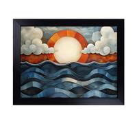 Cushioned Lap Tray with Bean Bag Base for Laptop & Eating - An Art Deco Sunset Vol.4 Design | Padded Lap Desk for Sofa, Bed & Work | Portable TV Dinner & Breakfast Tray, Easy Clean Surface