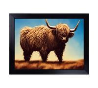 Cushioned Lap Tray with Bean Bag Base for Laptop & Eating - An Iconic Highland Cow Design | Padded Lap Desk for Sofa, Bed & Work | Portable TV Dinner & Breakfast Tray, Easy Clean Surface