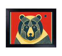 Cushioned Lap Tray with Bean Bag Base for Laptop & Eating - Art Deco Bear Design | Padded Lap Desk for Sofa, Bed & Work | Portable TV Dinner & Breakfast Tray, Easy Clean Surface