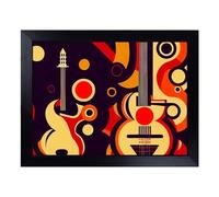 Cushioned Lap Tray with Bean Bag Base for Laptop & Eating - Art Deco Guitar Design | Padded Lap Desk for Sofa, Bed & Work | Portable TV Dinner & Breakfast Tray, Easy Clean Surface