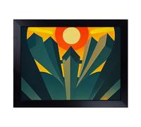 Cushioned Lap Tray with Bean Bag Base for Laptop & Eating - Art Deco Sunset No.2 Design | Padded Lap Desk for Sofa, Bed & Work | Portable TV Dinner & Breakfast Tray, Easy Clean Surface