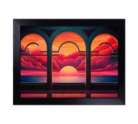 Cushioned Lap Tray with Bean Bag Base for Laptop & Eating - Art Deco Sunset Photograph 8K No.2 Design | Padded Lap Desk for Sofa, Bed & Work | Portable TV Dinner & Breakfast Tray, Easy Clean
