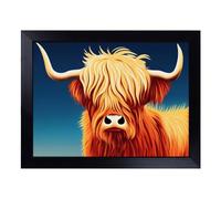 Cushioned Lap Tray with Bean Bag Base for Laptop & Eating - Artistic Highland Cow Design | Padded Lap Desk for Sofa, Bed & Work | Portable TV Dinner & Breakfast Tray, Easy Clean Surface