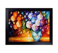Cushioned Lap Tray with Bean Bag Base for Laptop & Eating - Assorted Flowers Painting Vol.1 Abstract Design | Padded Lap Desk for Sofa, Bed & Work | Portable TV Dinner & Breakfast Tray