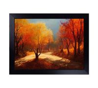 Cushioned Lap Tray with Bean Bag Base for Laptop & Eating - Autumn Forest Painting Vol.3 Design | Padded Lap Desk for Sofa, Bed & Work | Portable TV Dinner & Breakfast Tray, Easy Clean Surface