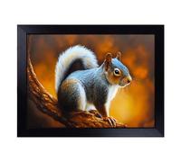 Cushioned Lap Tray with Bean Bag Base for Laptop & Eating - Autumn Squirrel Design | Padded Lap Desk for Sofa, Bed & Work | Portable TV Dinner & Breakfast Tray, Easy Clean Surface