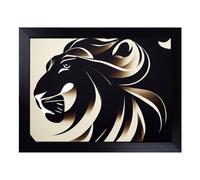 Cushioned Lap Tray with Bean Bag Base for Laptop & Eating - Awe Inspiring Abstract Lion Design | Padded Lap Desk for Sofa, Bed & Work | Portable TV Dinner & Breakfast Tray, Easy Clean Surface