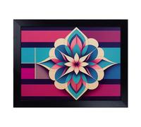 Cushioned Lap Tray with Bean Bag Base for Laptop & Eating - Awe Inspiring Modern Flower Art Design | Padded Lap Desk for Sofa, Bed & Work | Portable TV Dinner & Breakfast Tray, Easy Clean