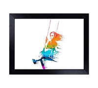 Cushioned Lap Tray with Bean Bag Base for Laptop & Eating - Banksy Girl On Swing Graffiti Design | Padded Lap Desk for Sofa, Bed & Work | Portable TV Dinner & Breakfast Tray, Easy Clean Surface