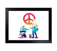 Cushioned Lap Tray with Bean Bag Base for Laptop & Eating - Banksy Peace Soldiers Graffiti Design | Padded Lap Desk for Sofa, Bed & Work | Portable TV Dinner & Breakfast Tray, Easy Clean