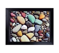 Cushioned Lap Tray with Bean Bag Base for Laptop & Eating - Beauteous River Pebbles Design | Padded Lap Desk for Sofa, Bed & Work | Portable TV Dinner & Breakfast Tray, Easy Clean Surface