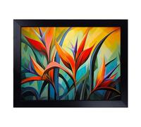 Cushioned Lap Tray with Bean Bag Base for Laptop & Eating - Bird of Paradise Art Deco Design | Padded Lap Desk for Sofa, Bed & Work | Portable TV Dinner & Breakfast Tray, Easy Clean Surface