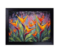 Cushioned Lap Tray with Bean Bag Base for Laptop & Eating - Bird of Paradise Palette Knife Design | Padded Lap Desk for Sofa, Bed & Work | Portable TV Dinner & Breakfast Tray, Easy Clean