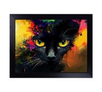 Cushioned Lap Tray with Bean Bag Base for Laptop & Eating - Black Cat Vol.10 Design | Padded Lap Desk for Sofa, Bed & Work | Portable TV Dinner & Breakfast Tray, Easy Clean Surface