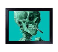 Cushioned Lap Tray with Bean Bag Base for Laptop & Eating - Blue Skull Of A Skeleton With Cigarette By Vincent Van Gogh | Wooden Lap Desk for Sofa, Bed & Work | Portable TV Dinner & Breakfast Tray
