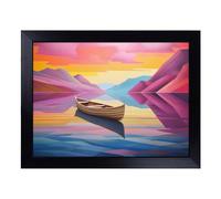 Cushioned Lap Tray with Bean Bag Base for Laptop & Eating - Boat on a Lake Colour Field Design | Padded Lap Desk for Sofa, Bed & Work | Portable TV Dinner & Breakfast Tray, Easy Clean Surface