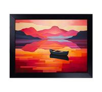 Cushioned Lap Tray with Bean Bag Base for Laptop & Eating - Boat on a Lake Colour Field No.2 Design | Padded Lap Desk for Sofa, Bed & Work | Portable TV Dinner & Breakfast Tray, Easy Clean