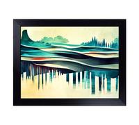 Cushioned Lap Tray with Bean Bag Base for Laptop & Eating - Bold Abstract River Vol.2 Design | Padded Lap Desk for Sofa, Bed & Work | Portable TV Dinner & Breakfast Tray, Easy Clean Surface