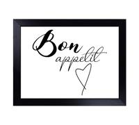 Cushioned Lap Tray with Bean Bag Base for Laptop & Eating - Bon Appetit Typography Quote Design | Padded Lap Desk for Sofa, Bed & Work | Portable TV Dinner & Breakfast Tray, Easy Clean Surface