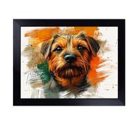 Cushioned Lap Tray with Bean Bag Base for Laptop & Eating - Border Terrier Vol.2 Design | Padded Lap Desk for Sofa, Bed & Work | Portable TV Dinner & Breakfast Tray, Easy Clean Surface