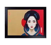 Cushioned Lap Tray with Bean Bag Base for Laptop & Eating - Boundless Geisha Design | Padded Lap Desk for Sofa, Bed & Work | Portable TV Dinner & Breakfast Tray, Easy Clean Surface