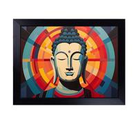 Cushioned Lap Tray with Bean Bag Base for Laptop & Eating - Buddha Geometric Design | Padded Lap Desk for Sofa, Bed & Work | Portable TV Dinner & Breakfast Tray, Easy Clean Surface