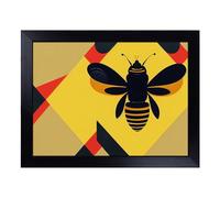 Cushioned Lap Tray with Bean Bag Base for Laptop & Eating - Bumble Bee Art Deco Design | Padded Lap Desk for Sofa, Bed & Work | Portable TV Dinner & Breakfast Tray, Easy Clean Surface