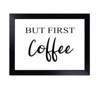 Cushioned Lap Tray with Bean Bag Base for Laptop & Eating - But First Coffee Typography Quote Design | Padded Lap Desk for Sofa, Bed & Work | Portable TV Dinner & Breakfast Tray, Easy Clean