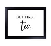 Cushioned Lap Tray with Bean Bag Base for Laptop & Eating - But First Tea Typography Quote Design | Padded Lap Desk for Sofa, Bed & Work | Portable TV Dinner & Breakfast Tray, Easy Clean