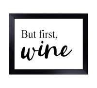 Cushioned Lap Tray with Bean Bag Base for Laptop & Eating - But First Wine Typography Quote Design | Padded Lap Desk for Sofa, Bed & Work | Portable TV Dinner & Breakfast Tray, Easy Clean
