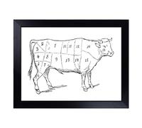 Cushioned Lap Tray with Bean Bag Base for Laptop & Eating - Butchers Beef Cow Map Meat Cuts Design | Padded Lap Desk for Sofa, Bed & Work | Portable TV Dinner & Breakfast Tray, Easy Clean