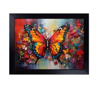 Cushioned Lap Tray with Bean Bag Base for Laptop & Eating - Butterfly Abstract Design | Padded Lap Desk for Sofa, Bed & Work | Portable TV Dinner & Breakfast Tray, Easy Clean Surface