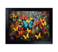 Cushioned Lap Tray with Bean Bag Base for Laptop & Eating - Butterfly Abstract No.2 Design | Padded Lap Desk for Sofa, Bed & Work | Portable TV Dinner & Breakfast Tray, Easy Clean Surface