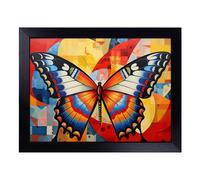 Cushioned Lap Tray with Bean Bag Base for Laptop & Eating - Butterfly Constructivism Design | Padded Lap Desk for Sofa, Bed & Work | Portable TV Dinner & Breakfast Tray, Easy Clean Surface