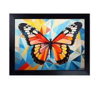 Cushioned Lap Tray with Bean Bag Base for Laptop & Eating - Butterfly Geometric No.2 Design | Padded Lap Desk for Sofa, Bed & Work | Portable TV Dinner & Breakfast Tray, Easy Clean Surface