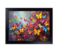 Cushioned Lap Tray with Bean Bag Base for Laptop & Eating - Butterfly Impressionism No.2 Design | Padded Lap Desk for Sofa, Bed & Work | Portable TV Dinner & Breakfast Tray, Easy Clean Surface