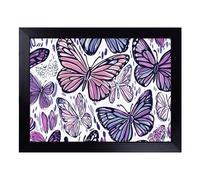 Cushioned Lap Tray with Bean Bag Base for Laptop & Eating - Butterfly Pattern Modern Vol.2 Design | Padded Lap Desk for Sofa, Bed & Work | Portable TV Dinner & Breakfast Tray, Easy Clean