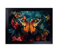 Cushioned Lap Tray with Bean Bag Base for Laptop & Eating - Butterfly Photograph 8K Design | Padded Lap Desk for Sofa, Bed & Work | Portable TV Dinner & Breakfast Tray, Easy Clean Surface