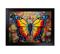 Cushioned Lap Tray with Bean Bag Base for Laptop & Eating - Butterfly Pop Art No.2 Design | Padded Lap Desk for Sofa, Bed & Work | Portable TV Dinner & Breakfast Tray, Easy Clean Surface