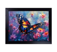 Cushioned Lap Tray with Bean Bag Base for Laptop & Eating - Butterfly Vol.6 Design | Padded Lap Desk for Sofa, Bed & Work | Portable TV Dinner & Breakfast Tray, Easy Clean Surface