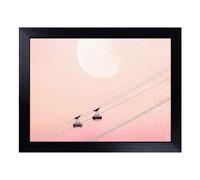 Cushioned Lap Tray with Bean Bag Base for Laptop & Eating - Cable Car To The Moon Design | Padded Lap Desk for Sofa, Bed & Work | Portable TV Dinner & Breakfast Tray, Easy Clean Surface