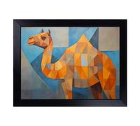 Cushioned Lap Tray with Bean Bag Base for Laptop & Eating - Camel Geometric Design | Padded Lap Desk for Sofa, Bed & Work | Portable TV Dinner & Breakfast Tray, Easy Clean Surface