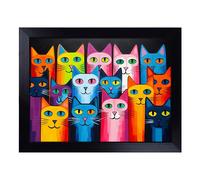 Cushioned Lap Tray with Bean Bag Base for Laptop & Eating - Cat Pop Art Design | Padded Lap Desk for Sofa, Bed & Work | Portable TV Dinner & Breakfast Tray, Easy Clean Surface