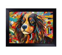 Cushioned Lap Tray with Bean Bag Base for Laptop & Eating - Cavalier King Charles Spaniel Abstract Design | Padded Lap Desk for Sofa, Bed & Work | Portable TV Dinner & Breakfast Tray